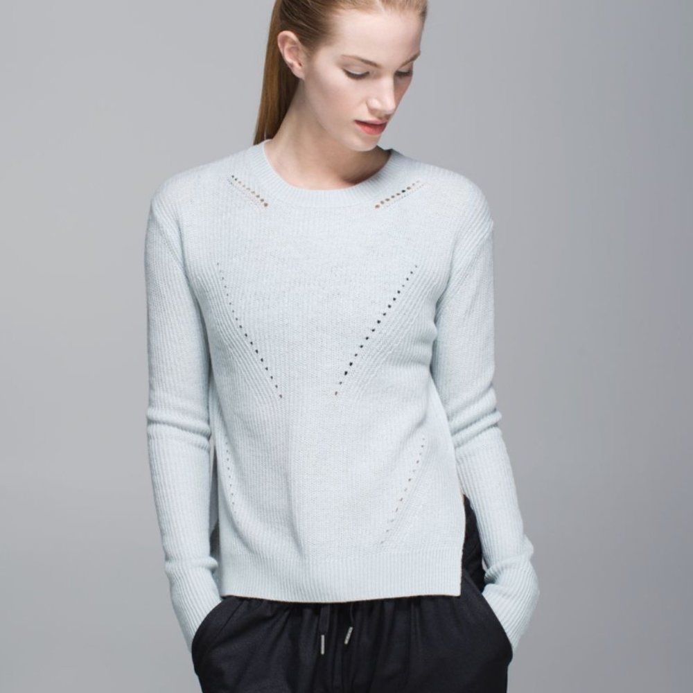 lululemon athletica Light Blue Crew Neck Sweater